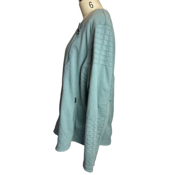Athleta Grey Blue Long Sleeve Full Zip Moto Jacket Size 3X NWT - Picture 2 of 8